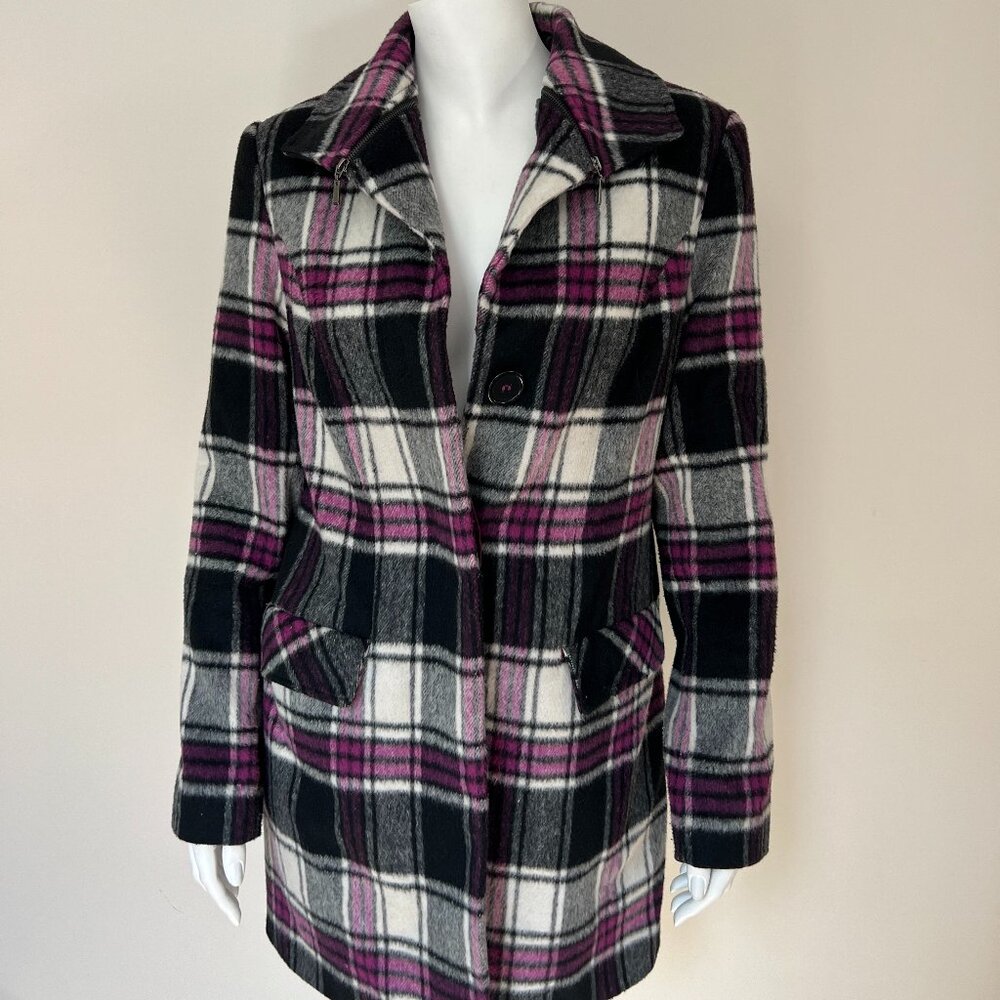 Tribal Plaid Wool Blend Pea coat size 4